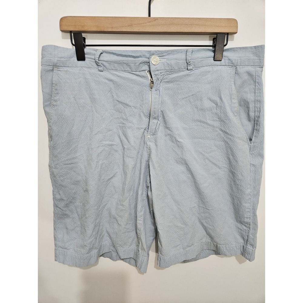 Lacoste‎ Mens Gingham Seersucker Shorts Light Blue White F8905 Size 34